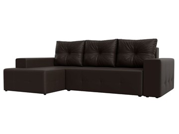 Угловой диван с оттоманкой Перри, Коричневый (Экокожа) в Элисте