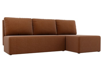 Угловой диван с оттоманкой Поло, Коричневый (рогожка) в Элисте