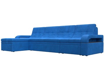 Угловой раскладной диван Лига-035 Лонг, Голубой (Велюр) в Элисте