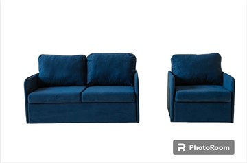 Мебельный набор Brendoss Амира синий диван + кресло в Элисте