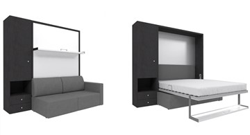 Шкаф-кровать Кровать-трансформер Smart (ШЛ+КД 1400), шкаф левый, правый подлокотник в Элисте