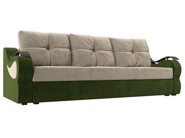 Прямой диван Меркурий еврокнижка, Бежевый/зеленый (микровельвет) в Элисте