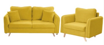 Комплект мебели Бертон желтый диван+ кресло в Элисте