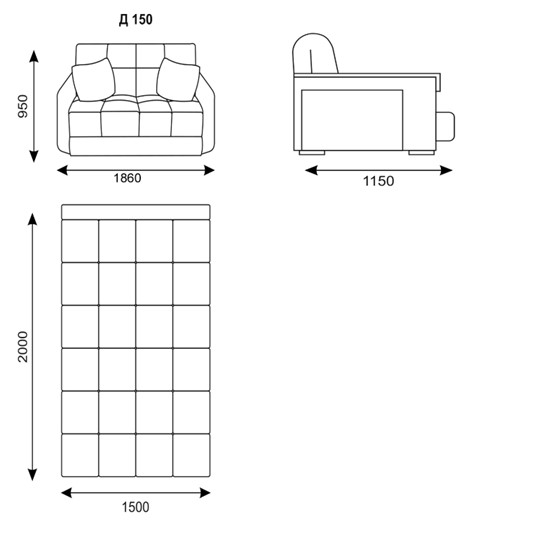Прямой диван Турин 150 (НПБ) в Элисте - изображение 6