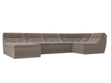 Модульный П-образный диван Холидей, Коричневый (велюр) в Элисте