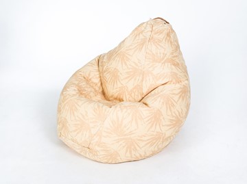 Кресло-мешок Груша большое, жаккард, бежевые листья в Элисте
