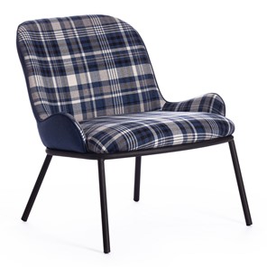 Кресло DUKEN (mod. 0179322) металл/ткань, 79х59х66 см, синий/синяя шотландка/черный в Элисте