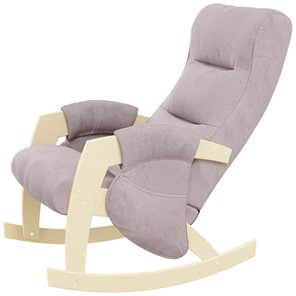 Кресло-качалка ЭЛИТ с карманами Джанни (каркас дуб, сиденье серо-розовое) в Элисте