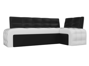 Раскладной кухонный диван Люксор угловой, Белый/Черный (экокожа) в Элисте