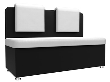 Прямой кухонный диван Маккон 2-х местный, Белый/Черный (экокожа) в Элисте