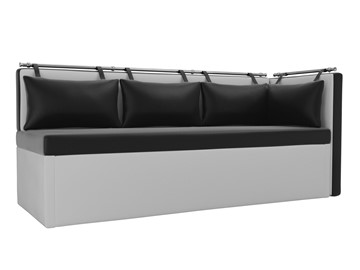 Кухонный диван Метро угловой, Черный/Белый (экокожа) в Элисте