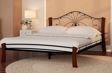 Кровать 2-спальная Фортуна 4 Лайт, 1600, черный/махагон в Элисте