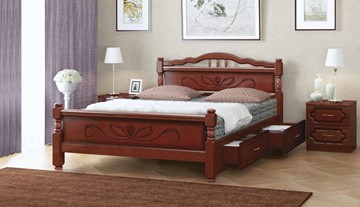 Кровать с выкатными ящиками Карина-5 (Орех) 140х200 в Элисте