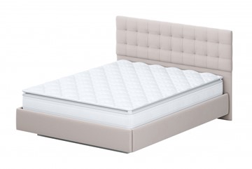 Кровать спальная №2 (универсальная 1,6х2,0) серия №2, белый/бежевый ткань/квадро бежевый ткань в Элисте