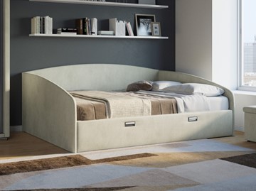 Двуспальная кровать Bono 160х200, Велюр (Лофти лён) в Элисте