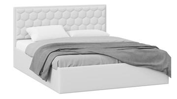 Кровать 2-х спальная с подъемным механизмом Порто (Экокожа белая Polo) без заглушины в Элисте