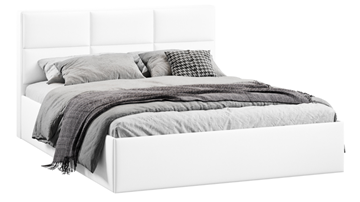 Кровать спальная с подъемным механизмом с заглушиной Стелла тип 1 (Экокожа белая Polo) в Элисте