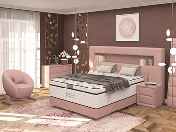 Кровать спальная Smart/Podium M 160х200, Флок (Велсофт Винтажный розовый) в Элисте