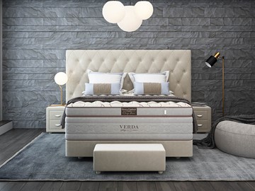 Кровать 2-спальная Luxe/Podium M 160х200, Флок (Велсофт Бежевый) в Элисте