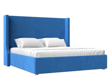 Кровать с механизмом 2-спальная Ларго 160, Голубой (Велюр) в Элисте