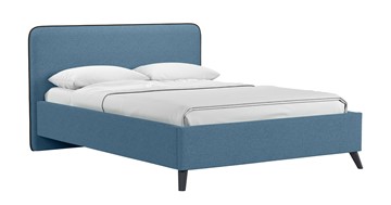 Кровать с механизмом Миа, 140 Bravo blue (светло-синий) / кант Лайт 10 Велюр (коричневый) + кроватное дно в Элисте