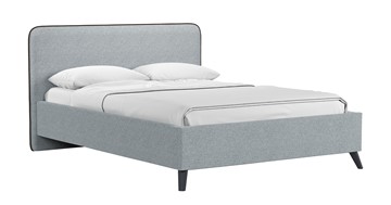 Кровать с механизмом Миа, 140 Bravo grey (серый) / кант Лайт 10 Велюр (коричневый) + кроватное дно в Элисте