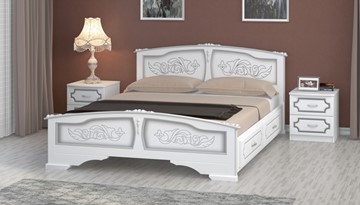 Кровать с выкатными ящиками Елена (Белый Жемчуг) 160х200 в Элисте