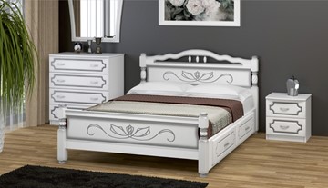 Кровать с выкатными ящиками Карина-5 (Белый Жемчуг) 160х200 в Элисте