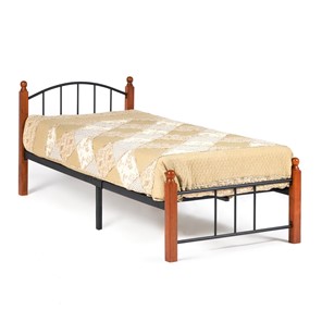Кровать 1-спальная AT-915 дерево гевея/металл, 90*200 см (Single bed), красный дуб/черный в Элисте