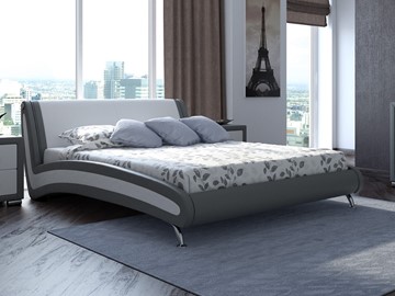 Кровать спальная Corso-2 160х200, Экокожа (Серый с белым) в Элисте