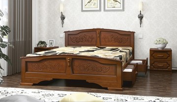 Кровать с выкатными ящиками Елена (Орех) 140х200 в Элисте