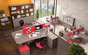 Комплект офисной мебели Xten, для двух сотрудников с тумбой в Элисте - предосмотр 3