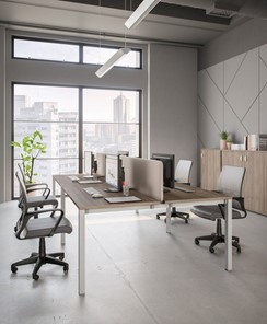 Набор мебели в офис Комфорт КФ (дуб шамони темный) на белом металокаркасе в Элисте