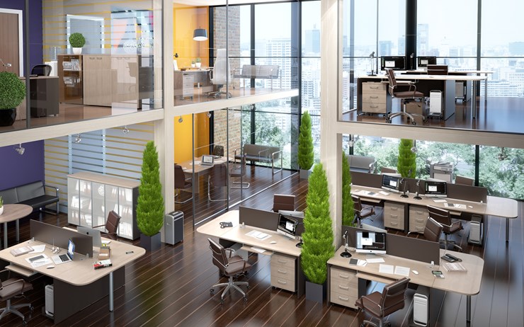 Офисный набор мебели Xten в опенспэйс для четырех сотрудников в Элисте - изображение