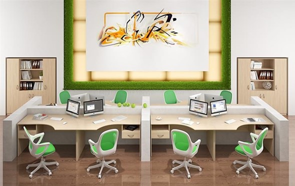 Офисный комплект мебели SIMPLE с эргономичными столами и шкафом в Элисте - изображение