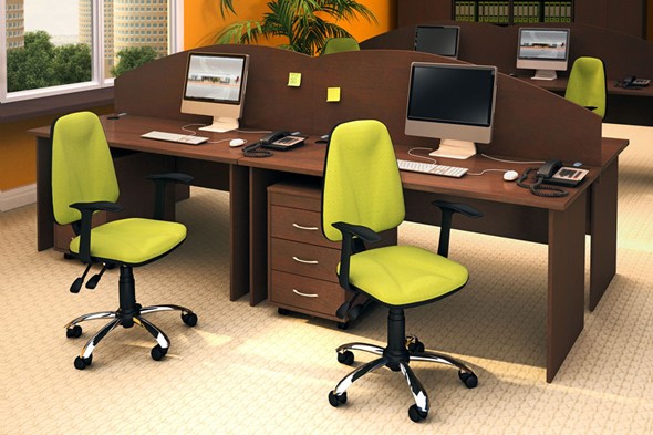 Комплект офисной мебели Moно-Люкс для 4 сотрудников с подкатными тумбами в Элисте - изображение