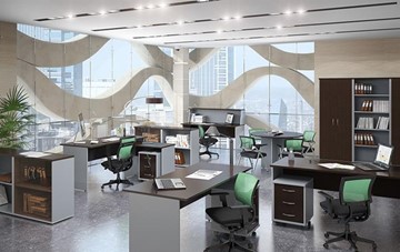 Офисный набор мебели IMAGO четыре рабочих места, стол для переговоров в Элисте - предосмотр
