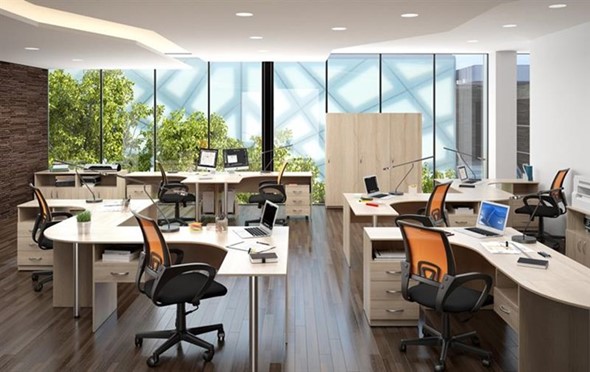 Набор мебели в офис SIMPLE с эргономичными столами, тумбами, шкафами в Элисте - изображение