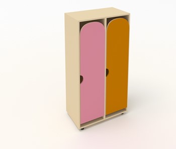 Детский двухдверный шкаф МГрупп ШГ2 Беж+Оранжевый+Розовый в Элисте