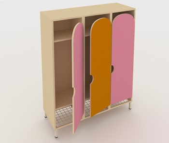 Детский шкаф распашной ШГС3 Беж + Розовый + Оранжевый в Элисте