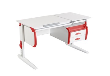 Детский стол-трансформер 1/75-40 (СУТ.25) + Tumba 3  белый/белый/Красный в Элисте