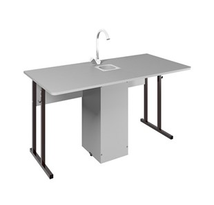 Детский стол 2-местный для кабинета химии Стандарт 5, Пластик Серый/Коричневый в Элисте