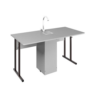 Детский стол 2-местный для кабинета химии Стандарт 7, Пластик Серый/Коричневый в Элисте