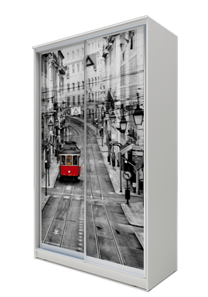 Шкаф 2-х створчатый 2400х1200х620, Лондон, трамвай ХИТ 24-12-77-01 Белая шагрень в Элисте - изображение