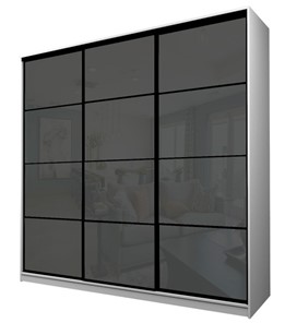 Шкаф 3-х створчатый MAX МШ-25-6-24/2-222, Профиль Черный/Цвет Белый/Oraclal темно-серый в Элисте