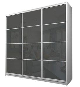 Шкаф 3-х дверный MAX МШ-25-6-27/2-222, Профиль Белый/Цвет Белый/Oraclal темно-серый в Элисте