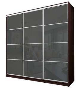 Шкаф 3-х дверный MAX МШ-25-6-27/2-222, Профиль Белый/Цвет Венге/Oraclal темно-серый в Элисте