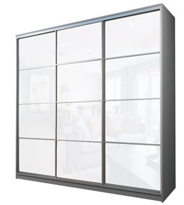 Шкаф 3-х дверный MAX МШ-25-6-27/2-222, Профиль Серебро/Цвет Серый/Oraclal белый в Элисте