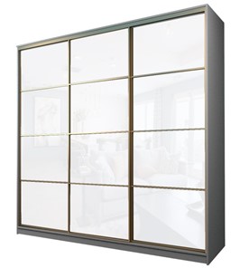 Шкаф 3-х дверный MAX МШ-25-6-27/2-222, Профиль Золото/Цвет Серый/Oraclal белый в Элисте