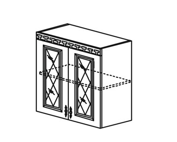 Шкаф кухонный Веста настенный двухдверный с полкой со вставкой из стекла 718*800*323мм в Элисте